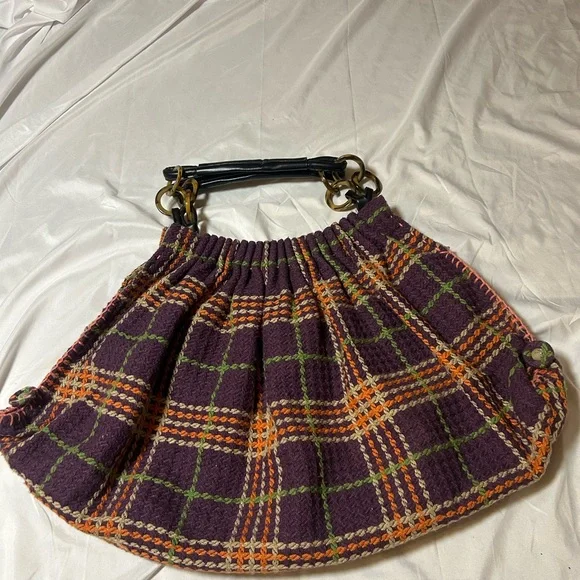 Women’s Oversized Bohemian Handbag Purse Cloth Plaid Unique Hippie - Picture 3 of 15